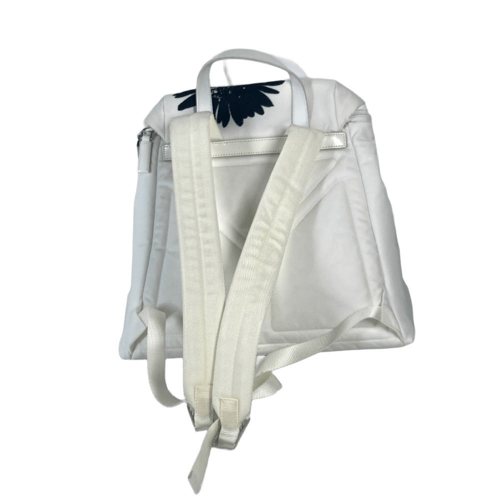 Prada Backpack 1 Bz07 Nylon White Logo Bicolor Signeau Print Unisex(unisex) Used Authentic