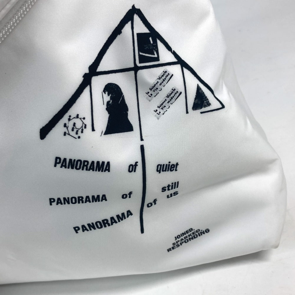 Prada Backpack 1 Bz07 Nylon White Logo Bicolor Signeau Print Unisex(unisex) Used Authentic