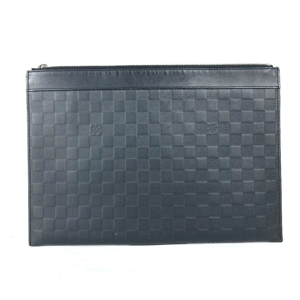 Louis Vuitton Clutch Bag N60112 Damier Anfini Leather Black Damier Anfini Pochette Discovery Mens Used Authentic