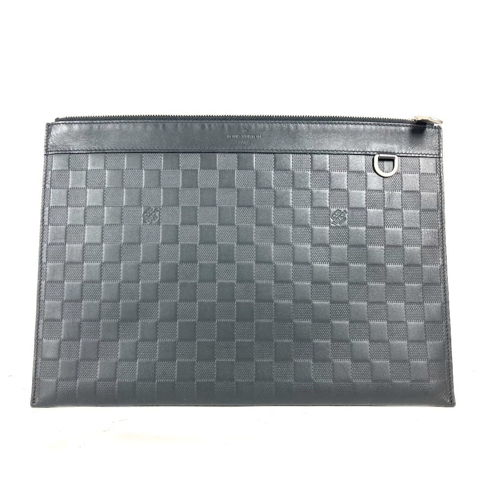 Louis Vuitton Clutch Bag N60112 Damier Anfini Leather Black Damier Anfini Pochette Discovery Mens Used Authentic