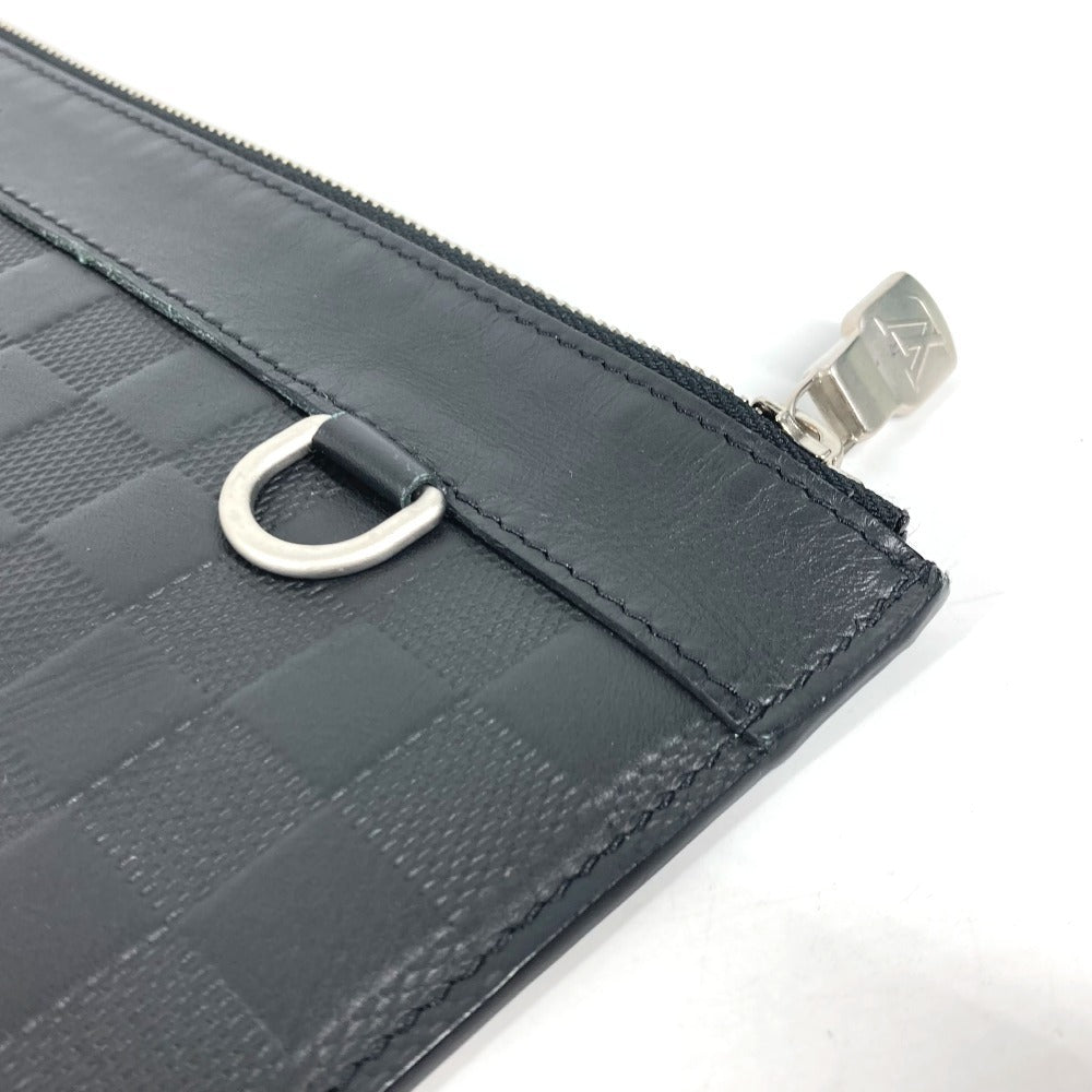 Louis Vuitton Clutch Bag N60112 Damier Anfini Leather Black Damier Anfini Pochette Discovery Mens Used Authentic