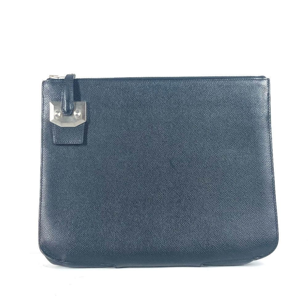 Hermes Clutch Bag Epsom Black Logo City Hall Business Bag Pm Unisex(unisex) Used Authentic