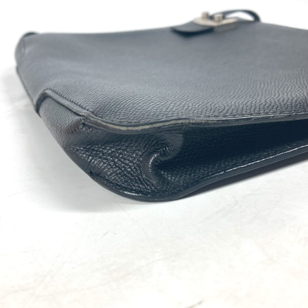 Hermes Clutch Bag Epsom Black Logo City Hall Business Bag Pm Unisex(unisex) Used Authentic