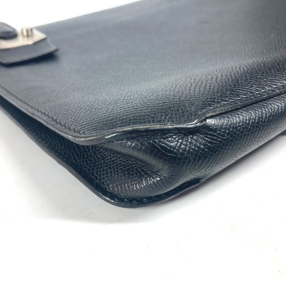 Hermes Clutch Bag Epsom Black Logo City Hall Business Bag Pm Unisex(unisex) Used Authentic