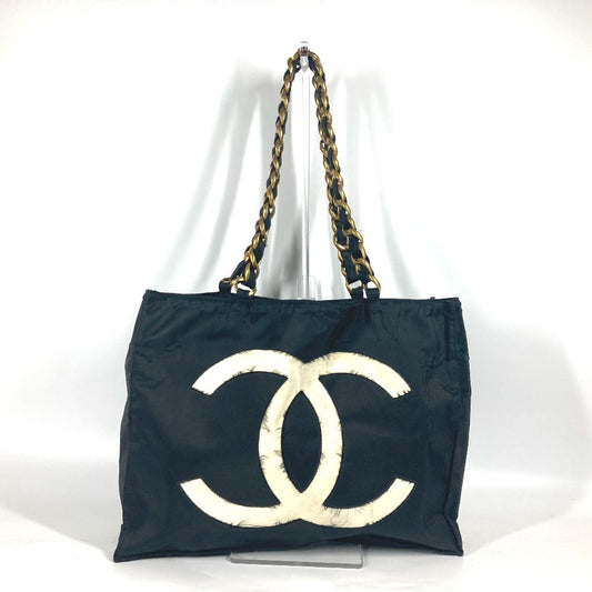 Chanel Shoulder Bag Nylon Black Cc Coco Mark Logo Women Used Authentic