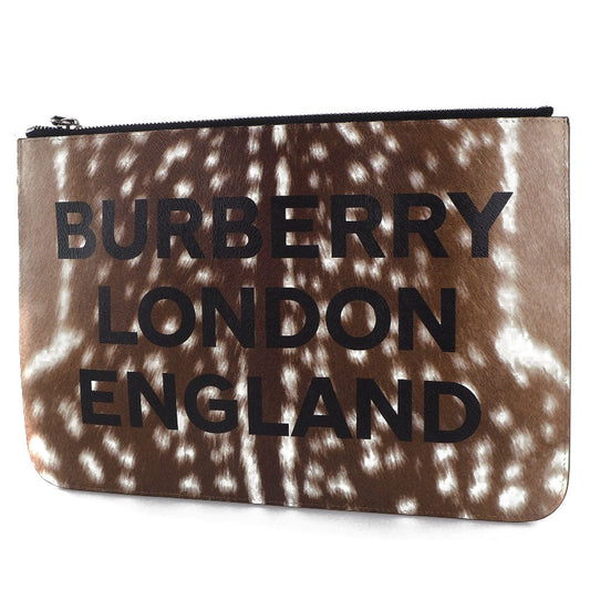 Burberry Clutch Bag 8015103 Cowhide Brown Business Bag London England Women Used Authentic