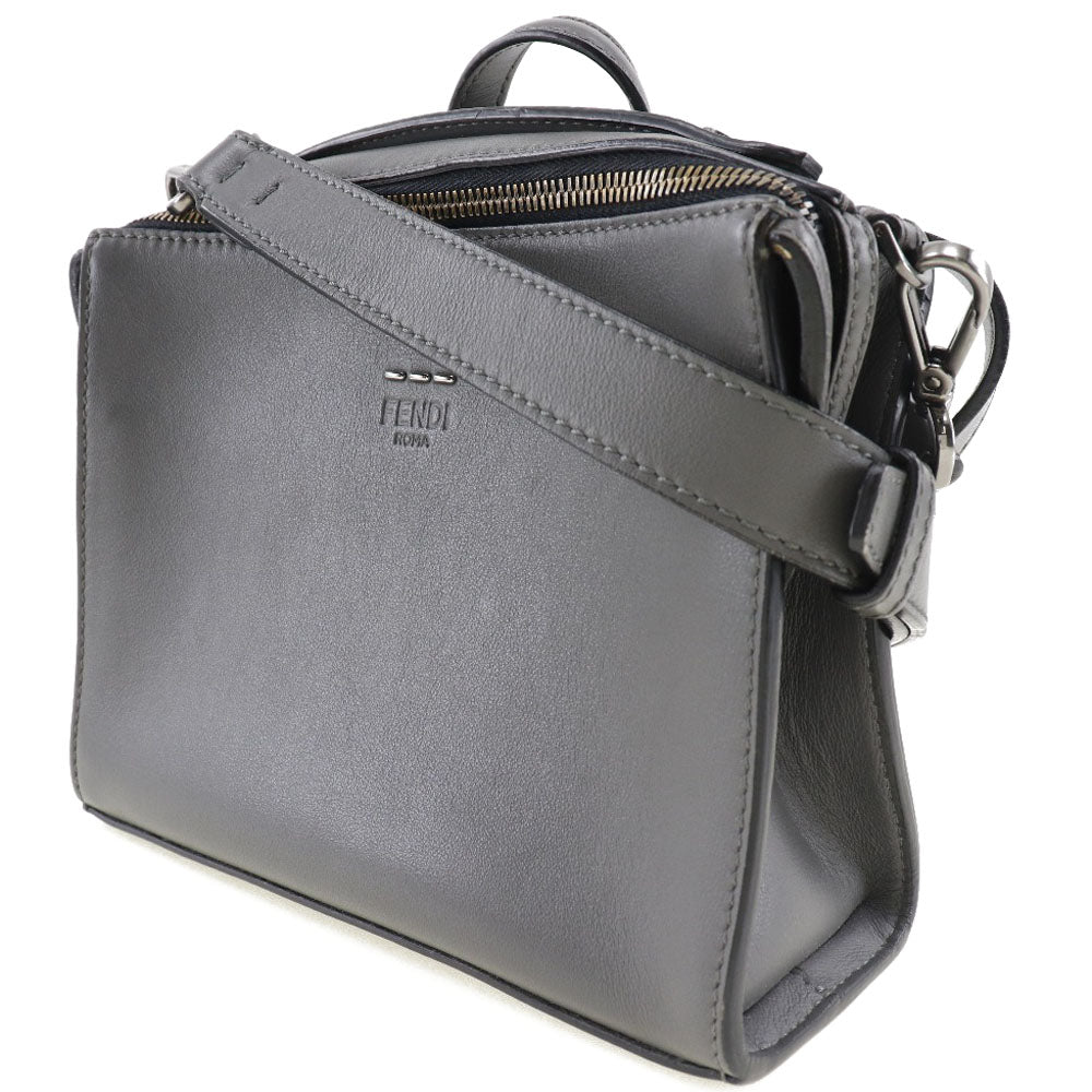 Fendi Handbag 7 M0238 O7 B Leather Gray 2 Way Shoulder Mini Messenger Women Used Authentic