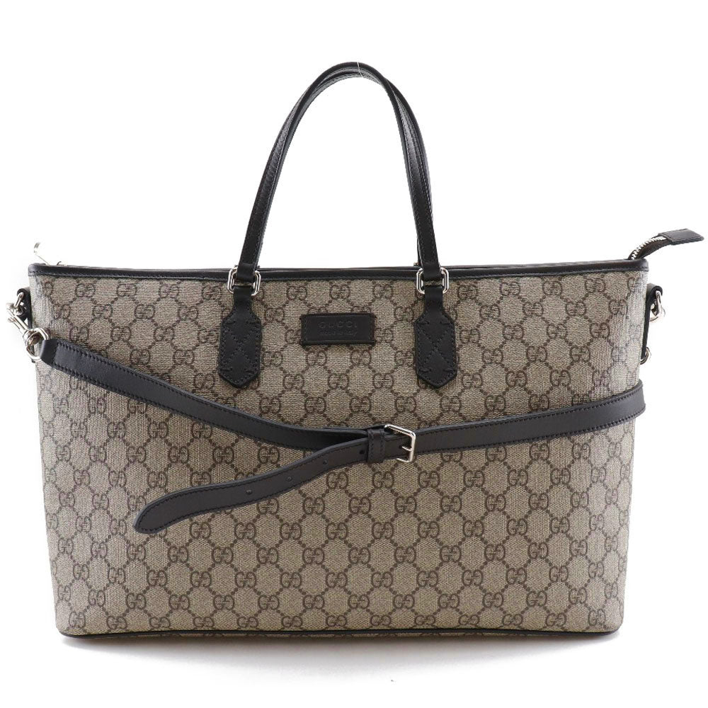 Gucci Tote Bag 410748 Gg Supreme Canvas, Leather Brown 2 Way Shoulder Gg Supreme Women Used Authentic