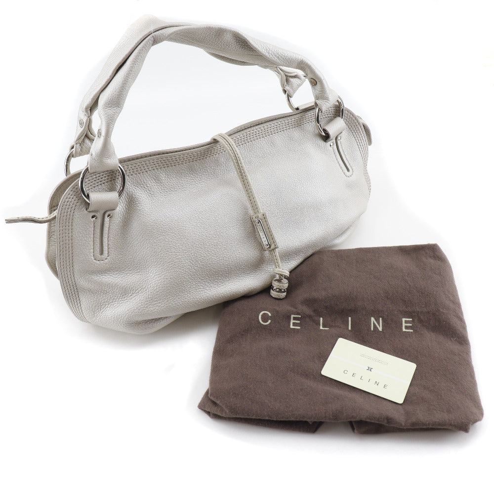 Celine Shoulder Bag Calfskin Beige Women Used Authentic