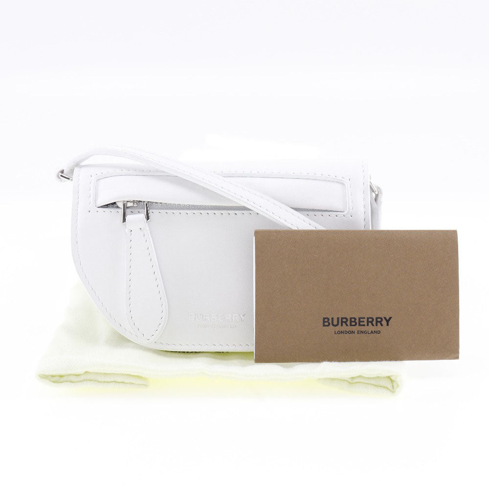 Burberry Shoulder Bag Leather White Olympia Mini Shoulder Women Used Authentic