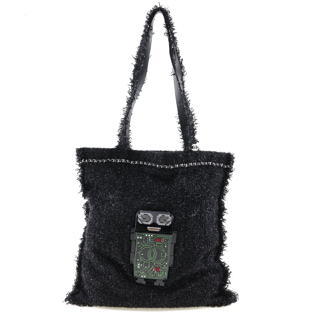 Chanel Tote Bag A94646 Tweed Black/Silver Metal Robot Coco Mark Unisex(unisex) Used Authentic