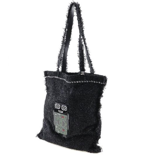 Chanel Tote Bag A94646 Tweed Black/Silver Metal Robot Coco Mark Unisex(unisex) Used Authentic