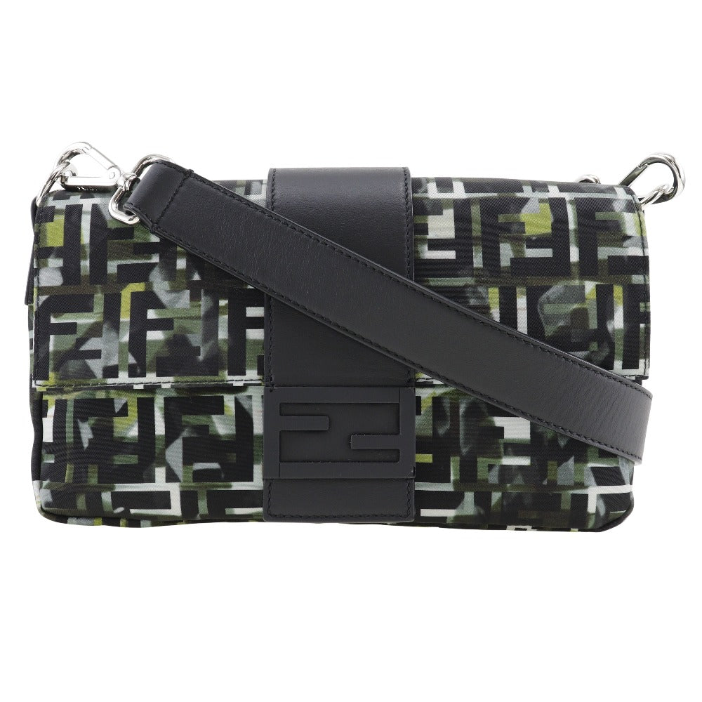 Fendi Shoulder Bag 7 Va472 Nylon Black Zucca Camouflage Pattern 3 Way Body Clutch Mamma Bucket Mens(unisex) Used Authentic