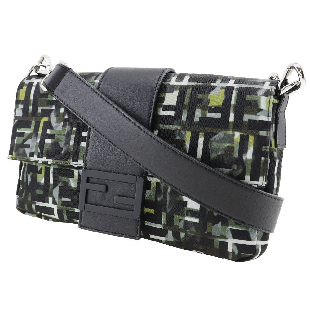 Fendi Shoulder Bag 7 Va472 Nylon Black Zucca Camouflage Pattern 3 Way Body Clutch Mamma Bucket Mens(unisex) Used Authentic