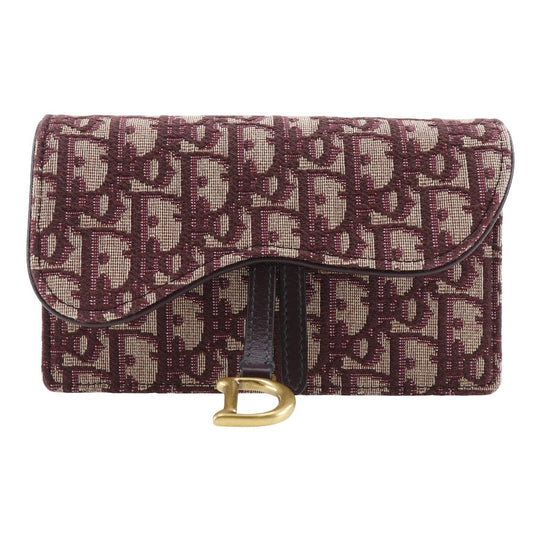 Christian Dior Waist Bag Canvas Bordeaux 2 Way Clutch Trotter Saddle Women Used Authentic