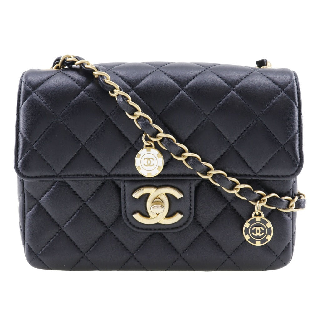 Chanel Shoulder Bag Calfskin Black Chain Shoulder Matrasse