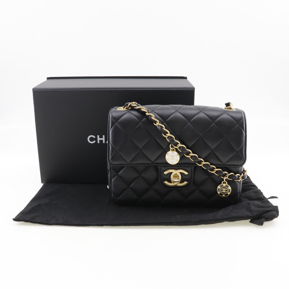 Chanel Shoulder Bag Calfskin Black Chain Shoulder Matrasse