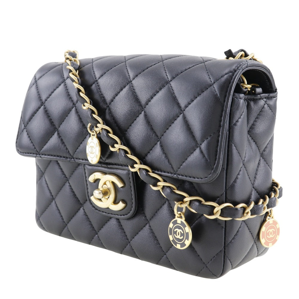 Chanel Shoulder Bag Calfskin Black Chain Shoulder Matrasse