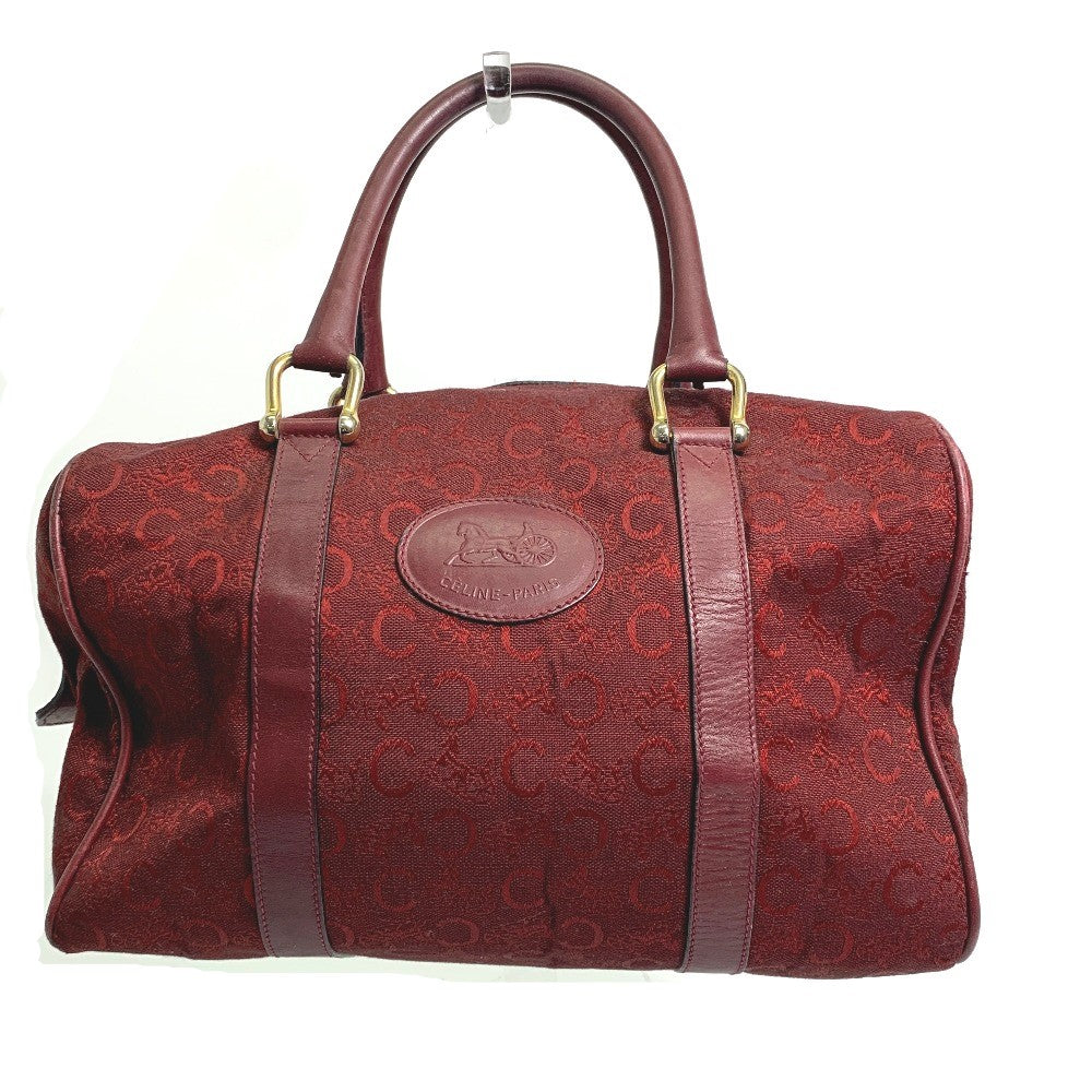 Celine Boston Duffel Bag Canvas / Leather Red C Macadam Carriage Vintage