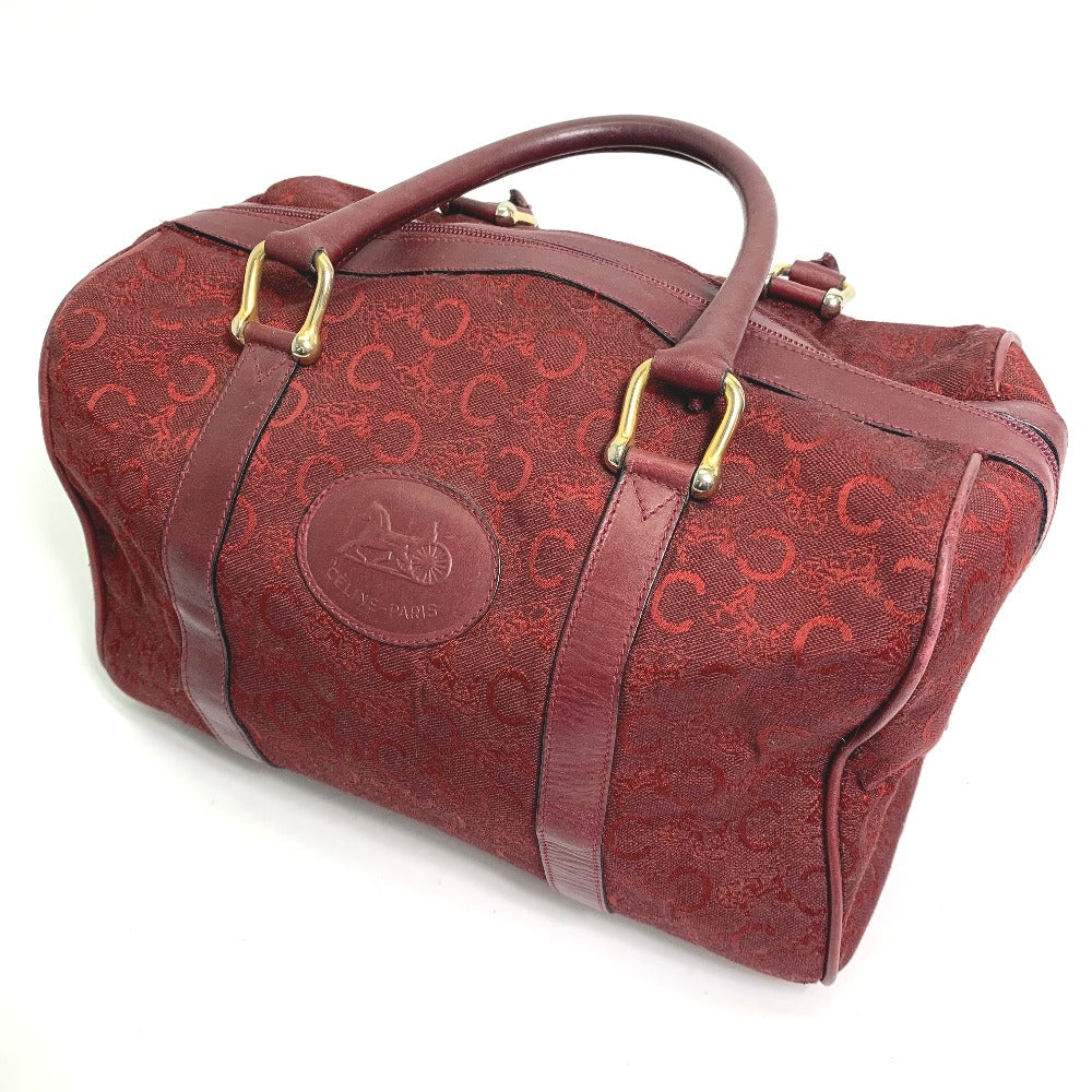 Celine Boston Duffel Bag Canvas / Leather Red C Macadam Carriage Vintage