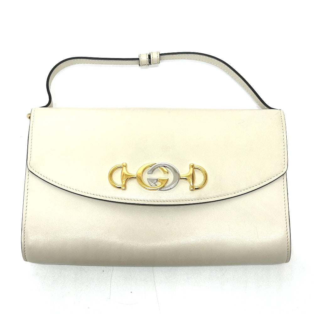 Gucci Shoulder Bag 572375 Leather Off White Zumi Bag Women Used Authentic