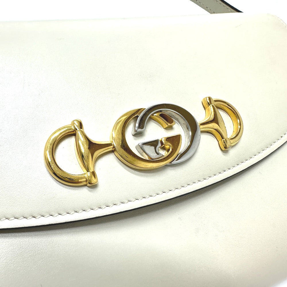 Gucci Shoulder Bag 572375 Leather Off White Zumi Bag Women Used Authentic