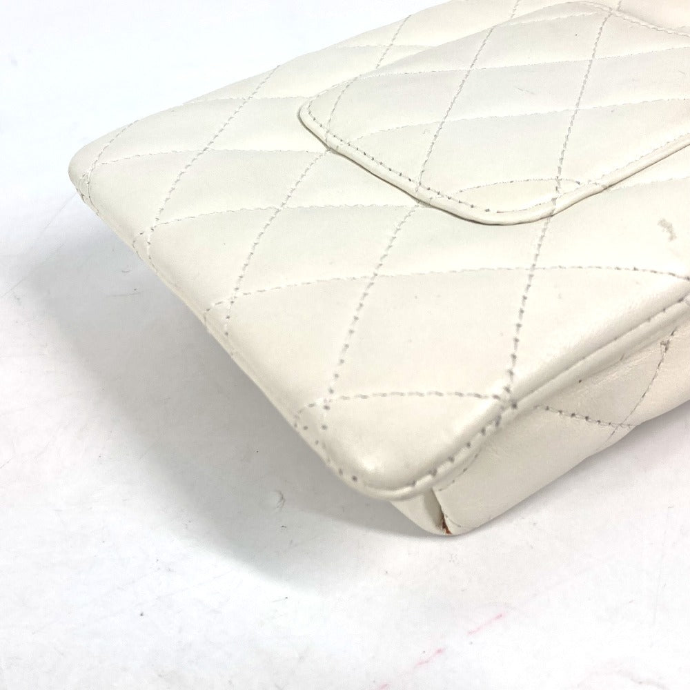 Chanel Shoulder Bag Leather White Cambon Line Cc Coco Mark Women Used Authentic