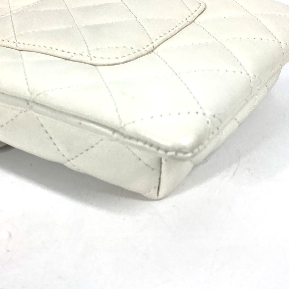 Chanel Shoulder Bag Leather White Cambon Line Cc Coco Mark Women Used Authentic