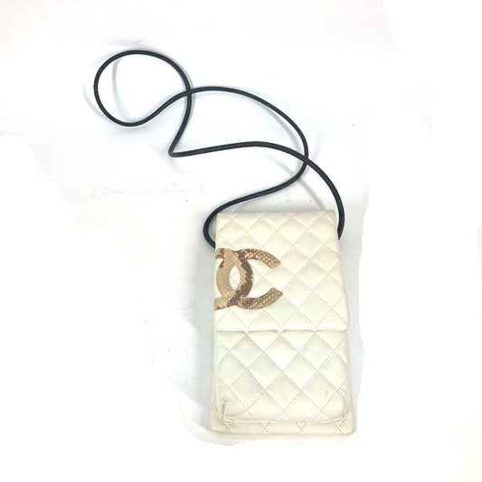 Chanel Shoulder Bag Leather White Cambon Line Cc Coco Mark Women Used Authentic