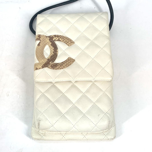 Chanel Shoulder Bag Leather White Cambon Line Cc Coco Mark Women Used Authentic