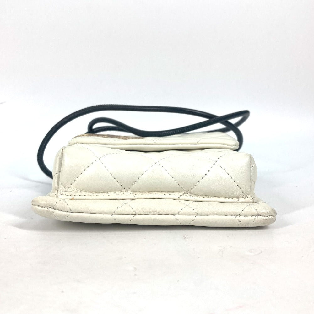 Chanel Shoulder Bag Leather White Cambon Line Cc Coco Mark Women Used Authentic