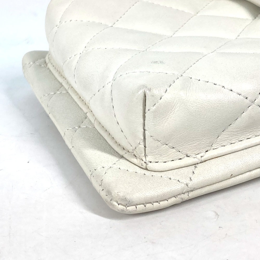 Chanel Shoulder Bag Leather White Cambon Line Cc Coco Mark Women Used Authentic