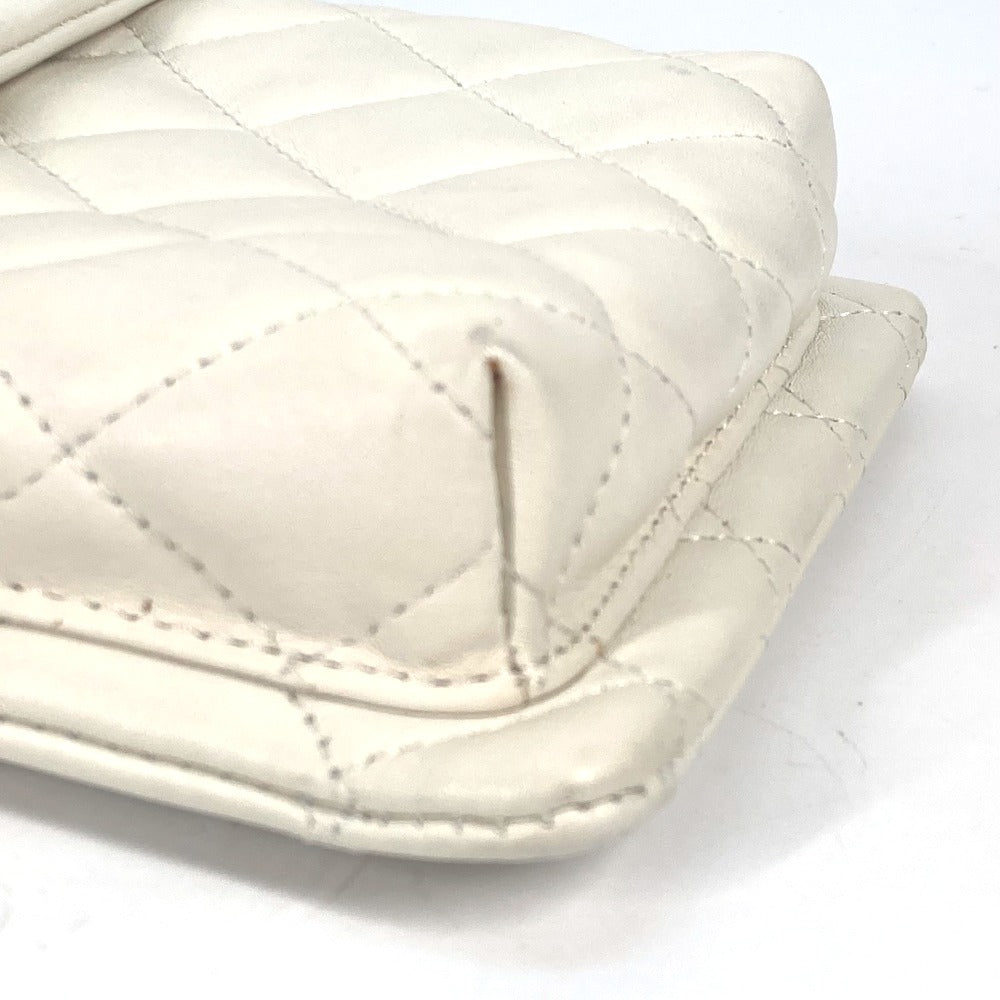 Chanel Shoulder Bag Leather White Cambon Line Cc Coco Mark Women Used Authentic