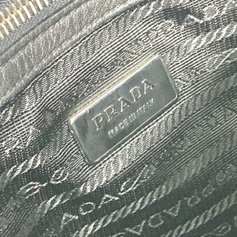 Prada Handbag Nylon / Leather Black Triangle Logo Tote Bag Women Used Authentic