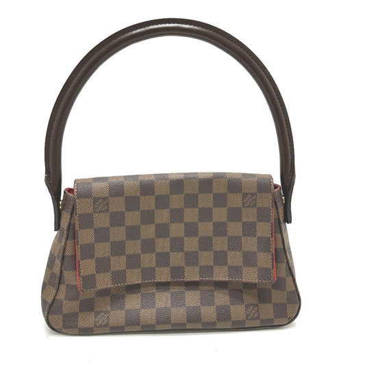 Louis Vuitton Tote Bag N51158 Damier Canvas Brown Damier Mini Looping Women Used Authentic