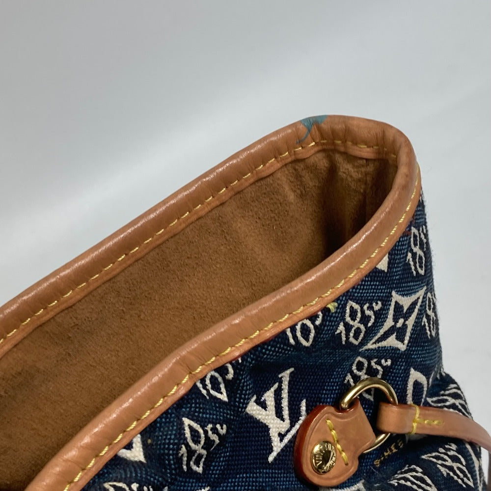 Louis Vuitton Tote Bag M57484 Jacquard Navy Monogram Jacquard Pouch Included Neverfull Mm Women Used Authentic