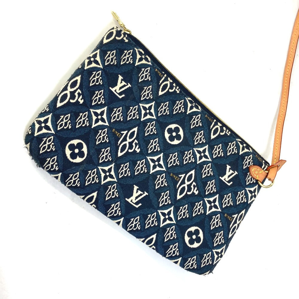 Louis Vuitton Tote Bag M57484 Jacquard Navy Monogram Jacquard Pouch Included Neverfull Mm Women Used Authentic