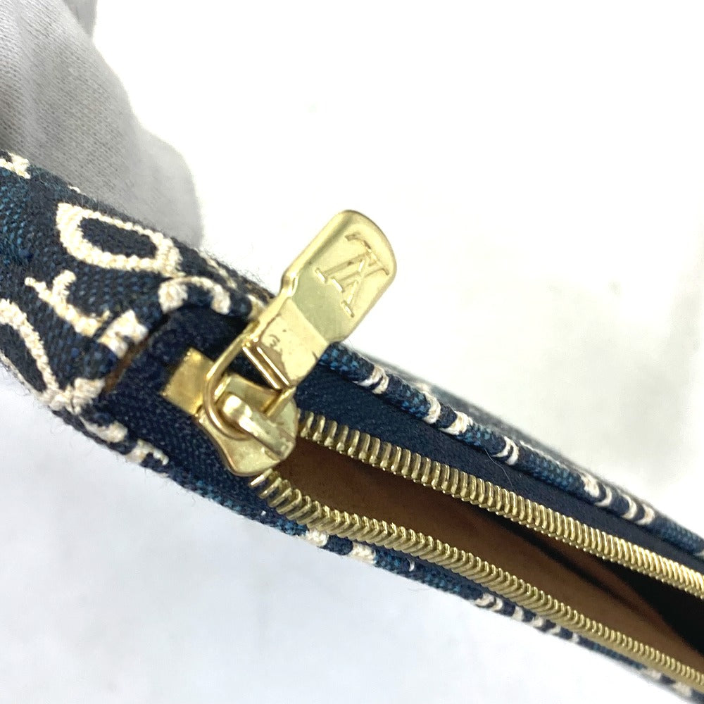 Louis Vuitton Tote Bag M57484 Jacquard Navy Monogram Jacquard Pouch Included Neverfull Mm Women Used Authentic