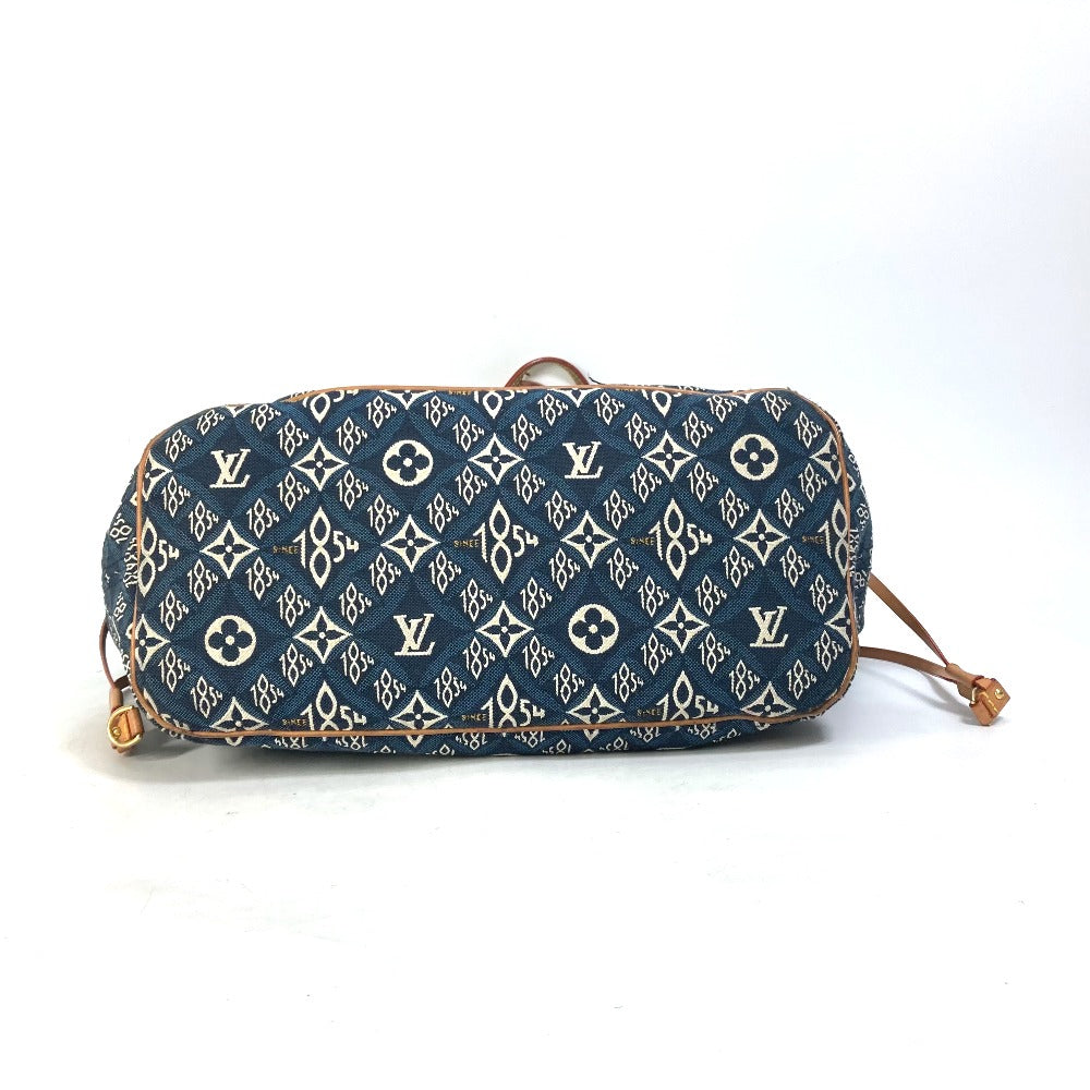 Louis Vuitton Tote Bag M57484 Jacquard Navy Monogram Jacquard Pouch Included Neverfull Mm Women Used Authentic