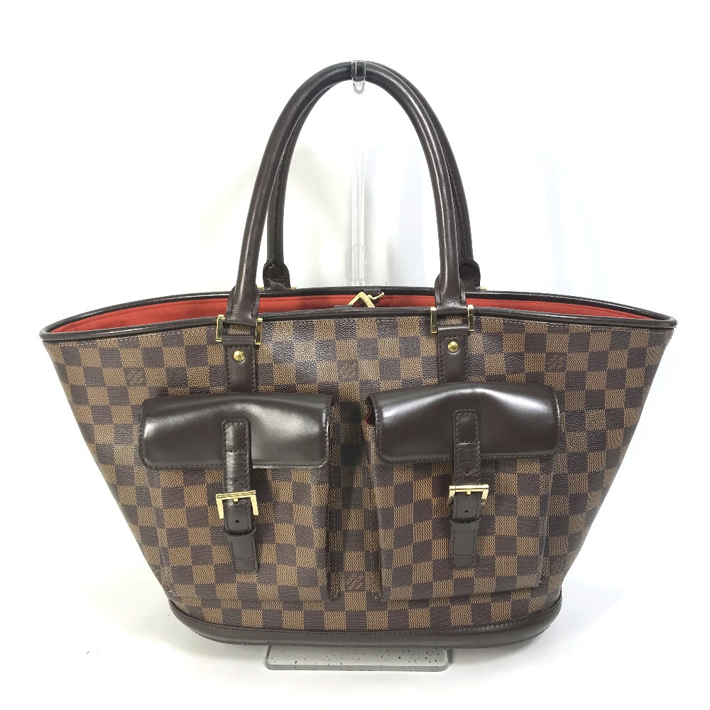 Louis Vuitton Tote Bag N51120 Damier Canvas Brown Damier Manosque Gm Women Used Authentic