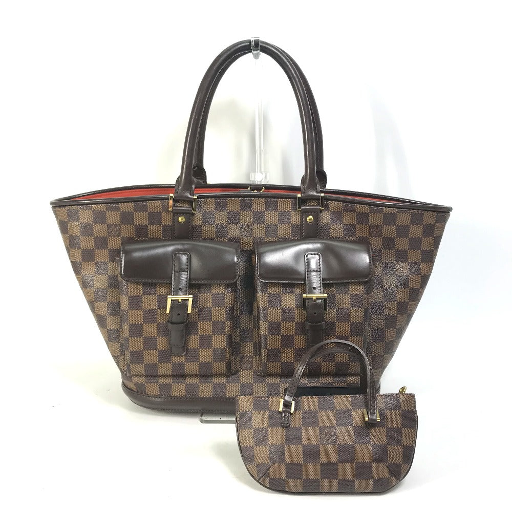 Louis Vuitton Tote Bag N51120 Damier Canvas Brown Damier Manosque Gm Women Used Authentic