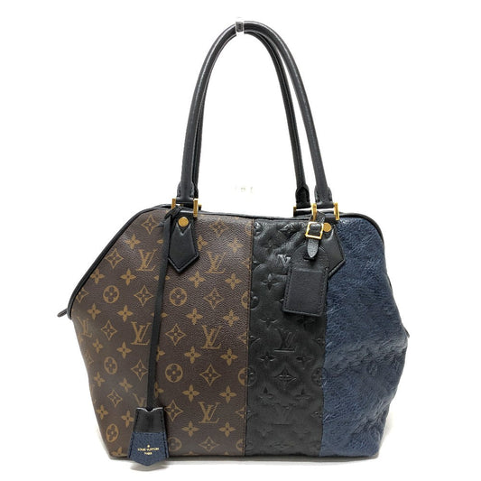 Louis Vuitton Tote Bag M40504 Monogram Canvas Brown Monogram Block Stoat Women Used Authentic