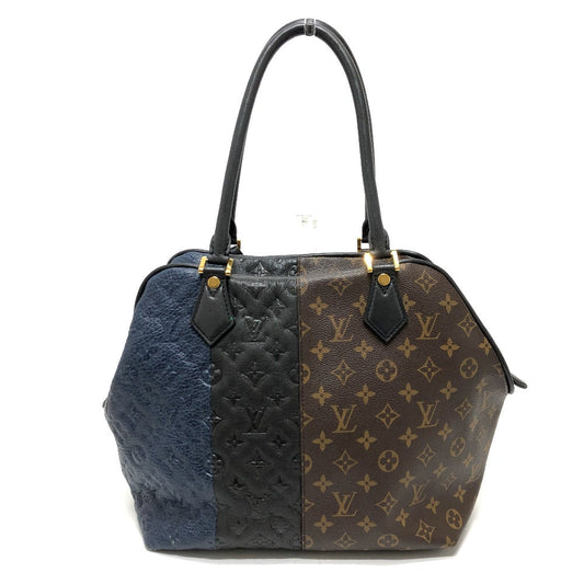 Louis Vuitton Tote Bag M40504 Monogram Canvas Brown Monogram Block Stoat Women Used Authentic