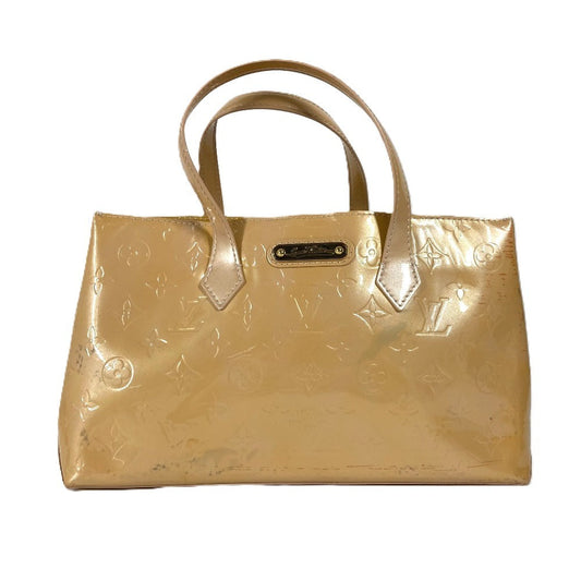 Louis Vuitton Tote Bag M91452 Monogram Vernis Beige Monogram Vernis Wilsher Pm Women Used Authentic