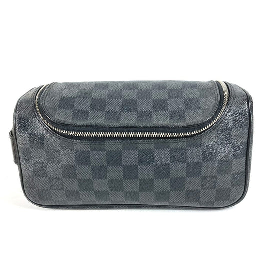 Louis Vuitton Pouch N47625 Damier Grafitto Canvas Black Damier Grafitte C Cracking Pouch Mens Used Authentic