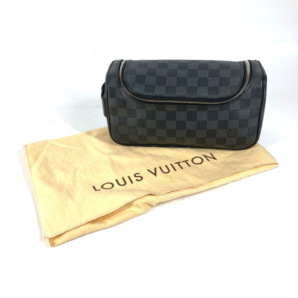 Louis Vuitton Pouch N47625 Damier Grafitto Canvas Black Damier Grafitte C Cracking Pouch Mens Used Authentic