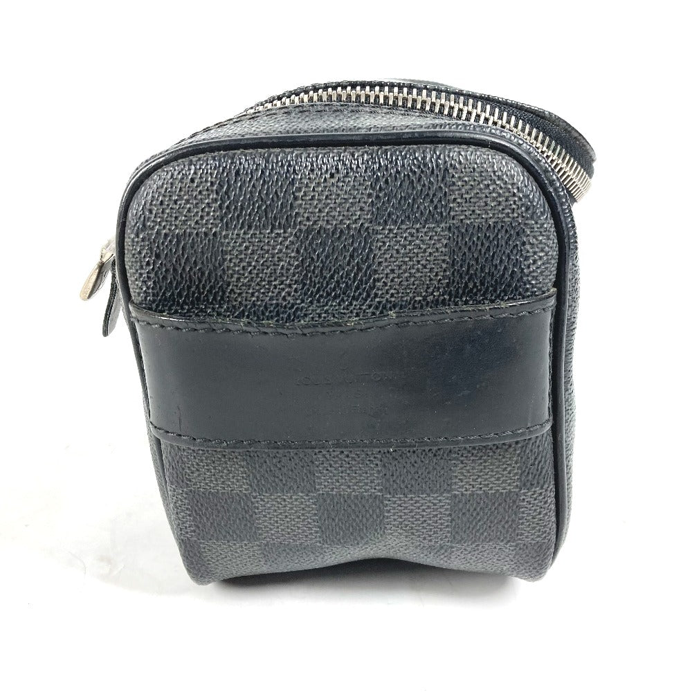 Louis Vuitton Pouch N47625 Damier Grafitto Canvas Black Damier Grafitte C Cracking Pouch Mens Used Authentic