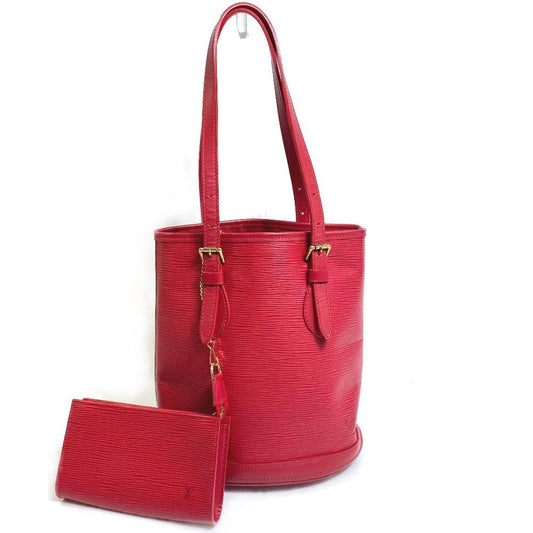 Louis Vuitton Shoulder Bag M5899 E Epi Leather Red Epi Petit Bucket Pm Women Used Authentic