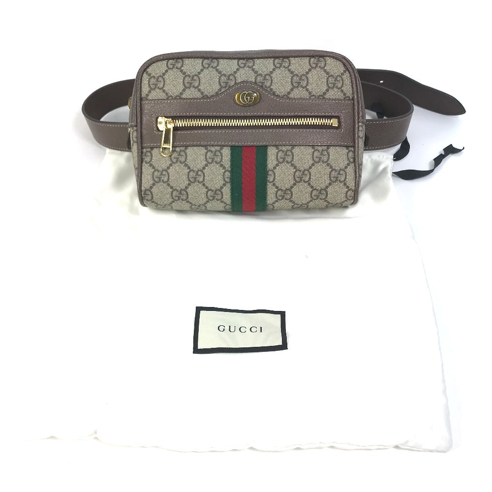 Gucci Waist Bag 517076 Gg Supreme Canvas Beige Sherry Line Ophidia Ophidia Women Used Authentic