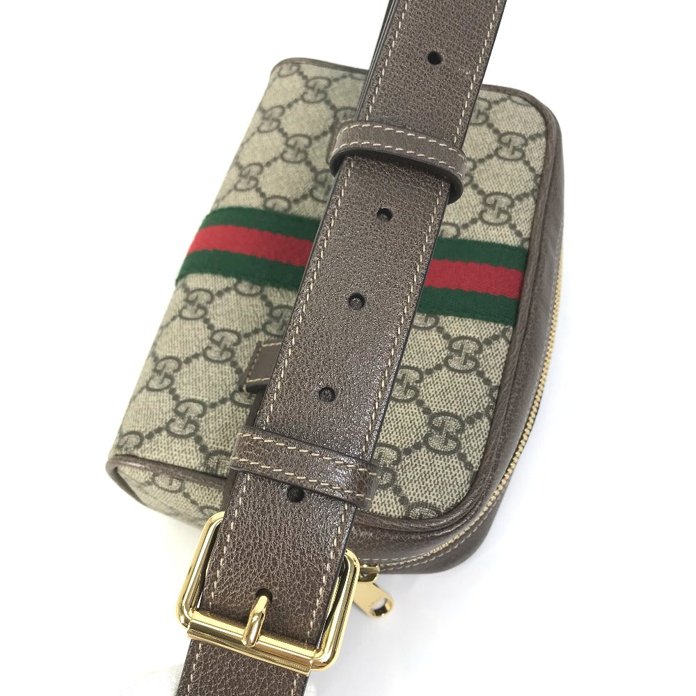 Gucci Waist Bag 517076 Gg Supreme Canvas Beige Sherry Line Ophidia Ophidia Women Used Authentic